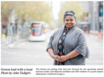 "Greens lead with a local", CBD News, 23 September 2020